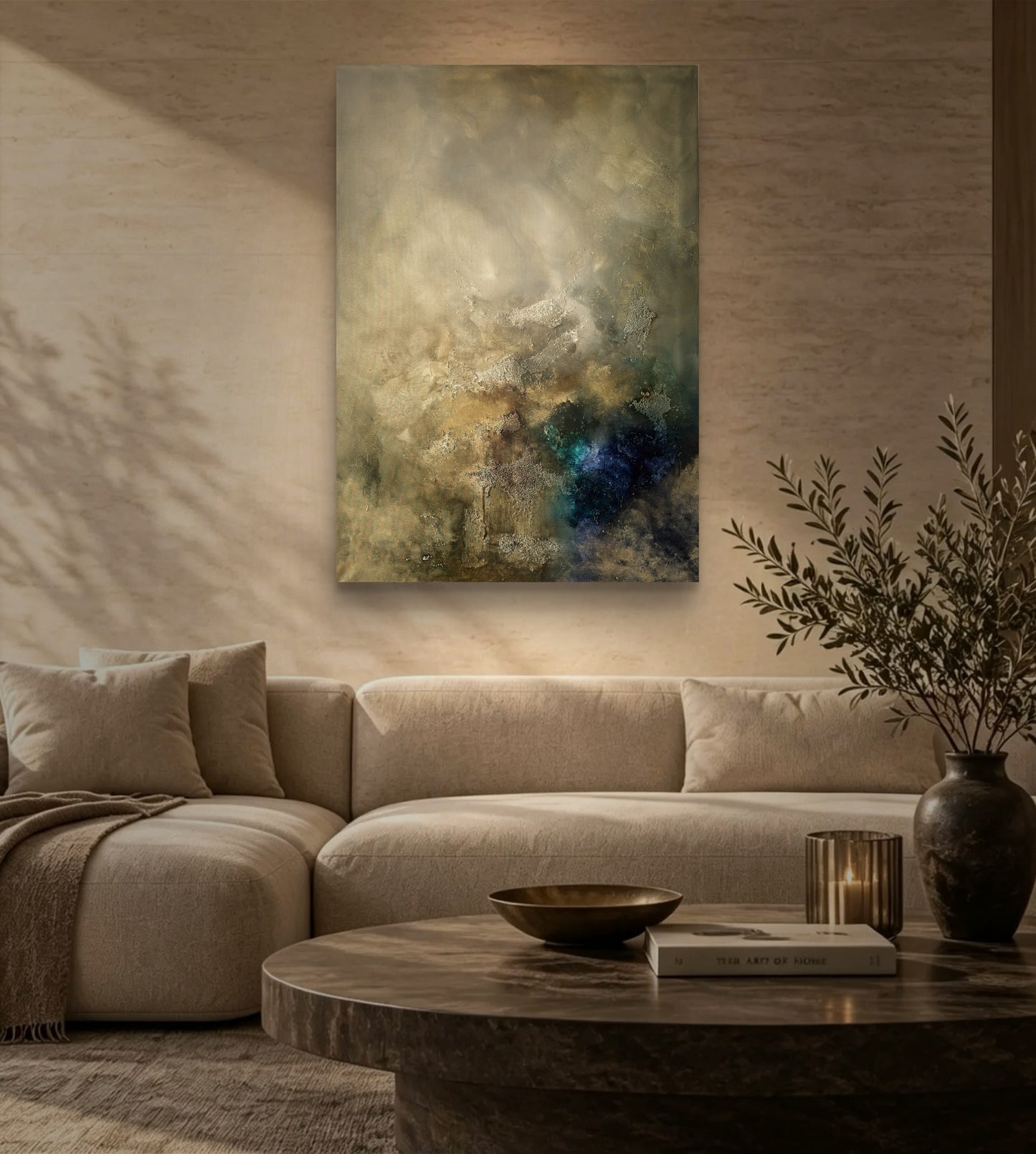 Abstraktes Gemälde 70x100 cm – Original Acrylbild mit Struktur & Gold – Moderne Wandkunst – Where the Ruins Dream