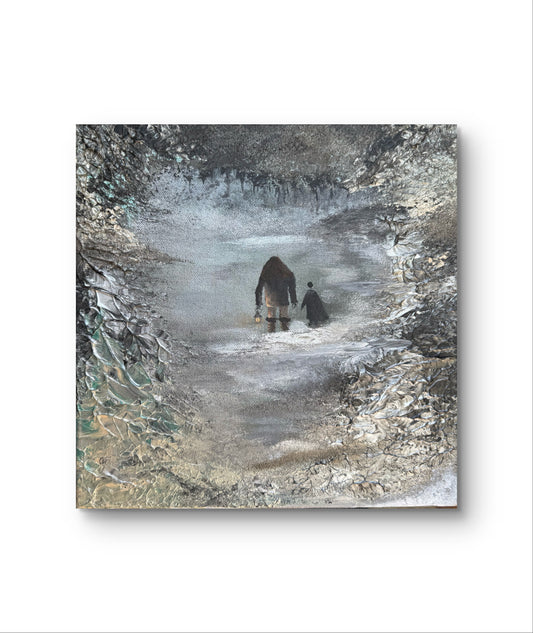 Originalgemälde Acryl Harry Potter und Hagrid im Düsterwald - Acryl auf Leinwand 30cm x30cm