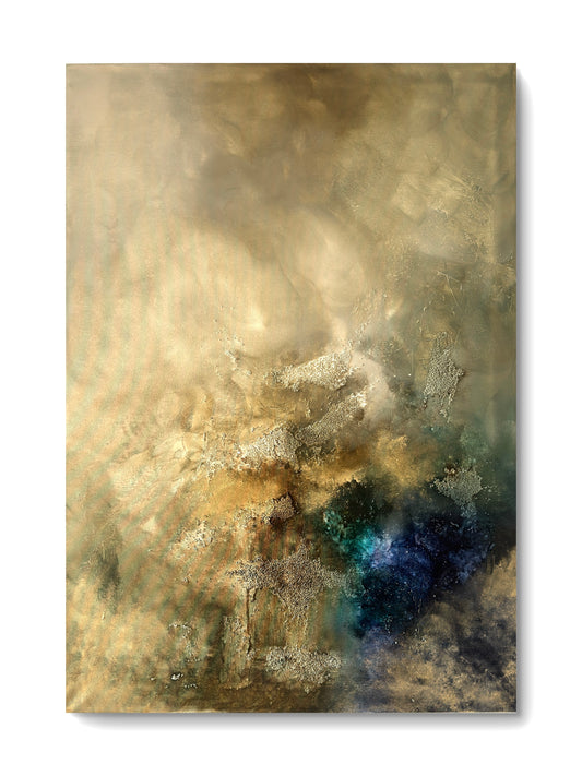 Abstraktes Gemälde 70x100 cm – Original Acrylbild mit Struktur & Gold – Moderne Wandkunst – Where the Ruins Dream