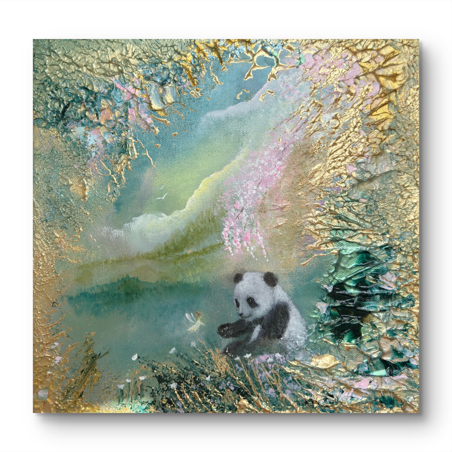 A Little Miracle – Handgemaltes Panda Gemälde 30 × 30 cm | Original Acrylmalerei | Kinderzimmer Wandbild | Hope & Light Collection