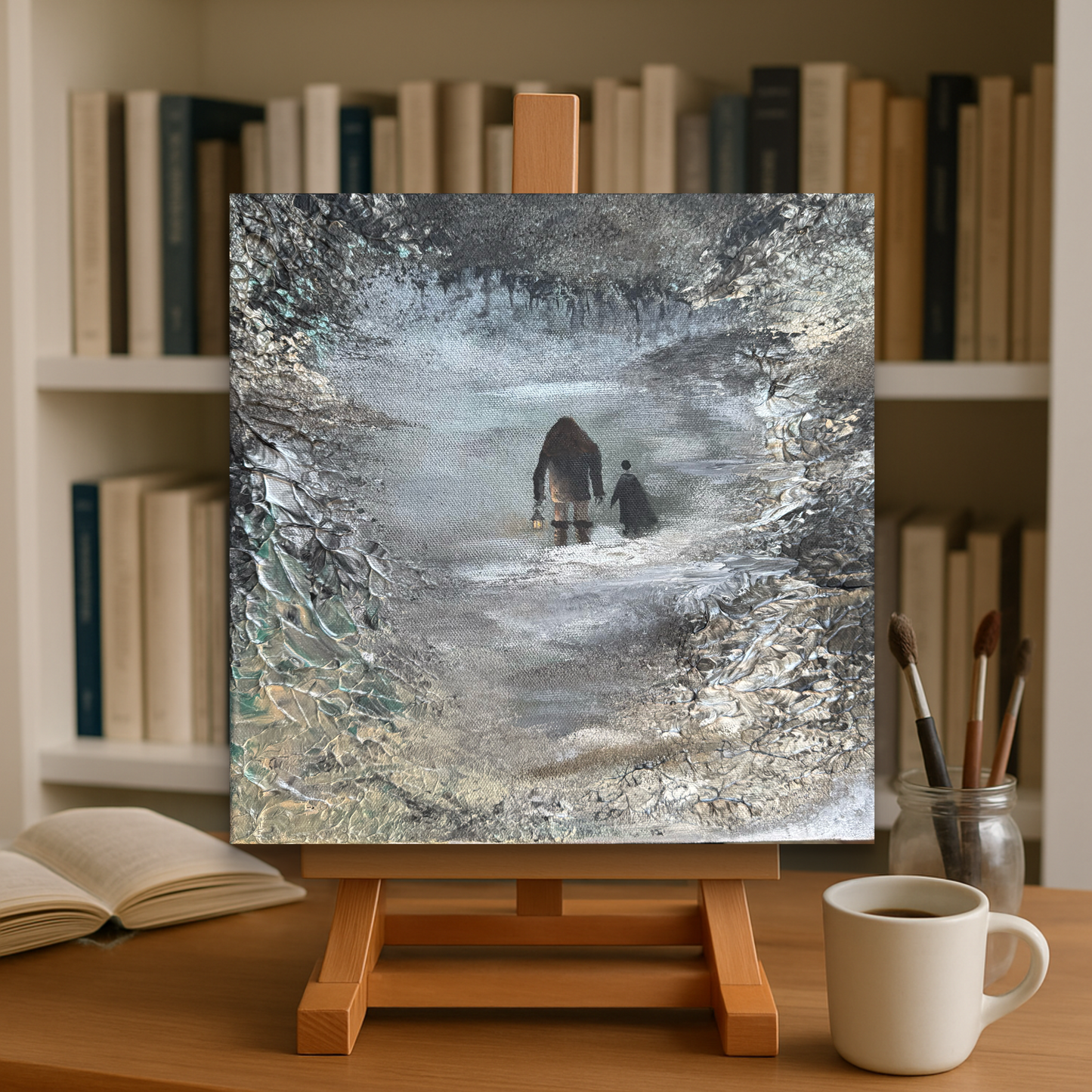 Originalgemälde Acryl Harry Potter und Hagrid im Düsterwald - Acryl auf Leinwand 30cm x30cm