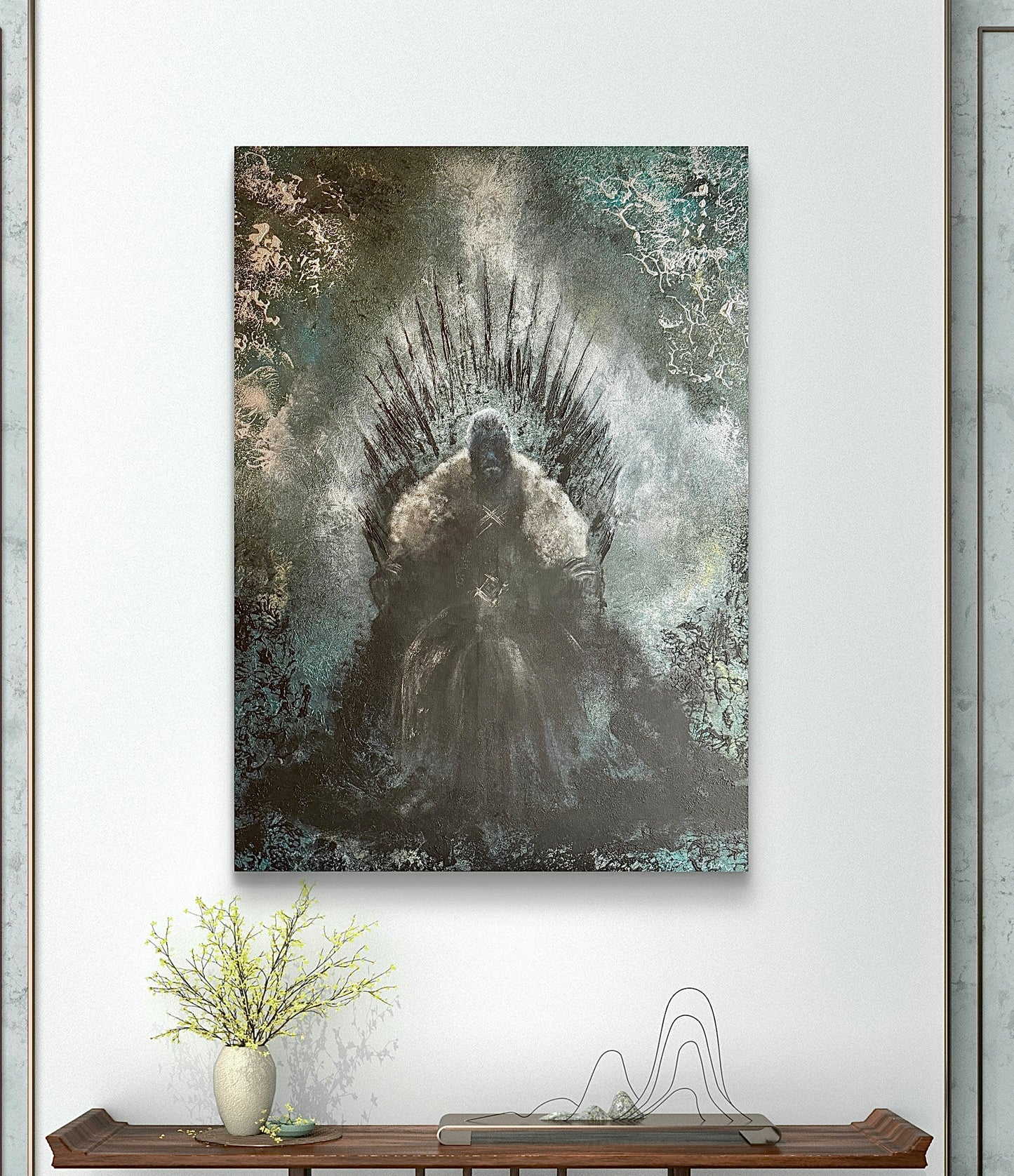 Fantasy Originalgemälde – Jon Schnee, König der Sieben Königslande – Acryl auf Leinwand 100 × 70 cm – Handsigniert