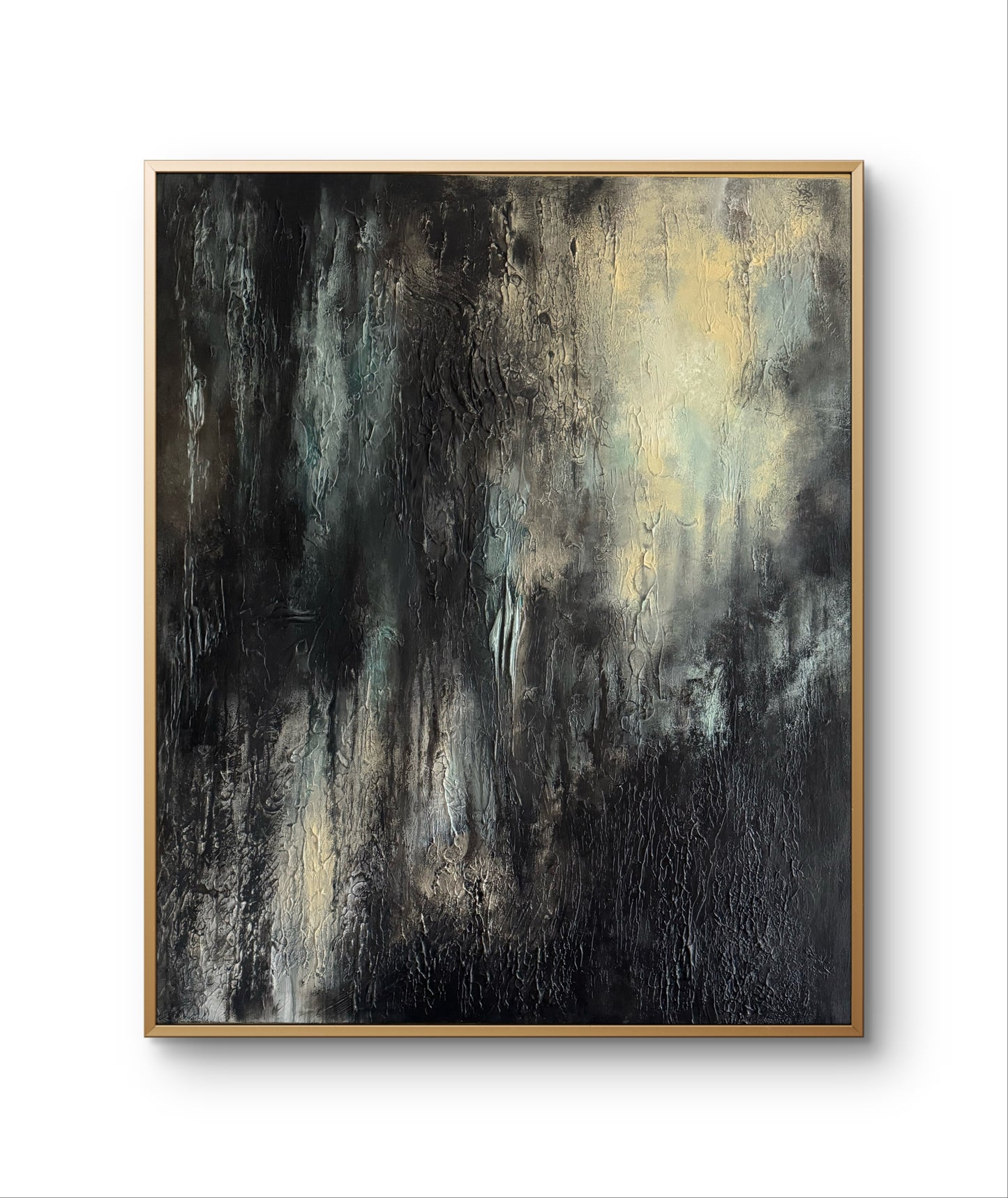 Großes abstraktes Gemälde Schwarz - Beige - Unikat - handgemalt - original Wandkunst