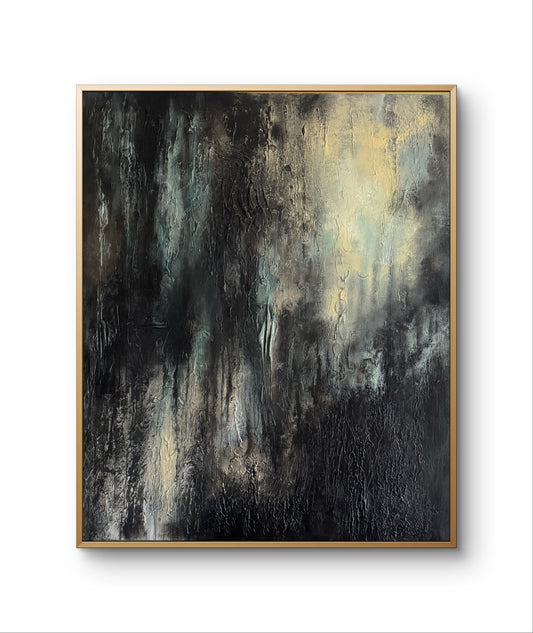 Großes abstraktes Gemälde Schwarz - Beige - Unikat - handgemalt - original Wandkunst