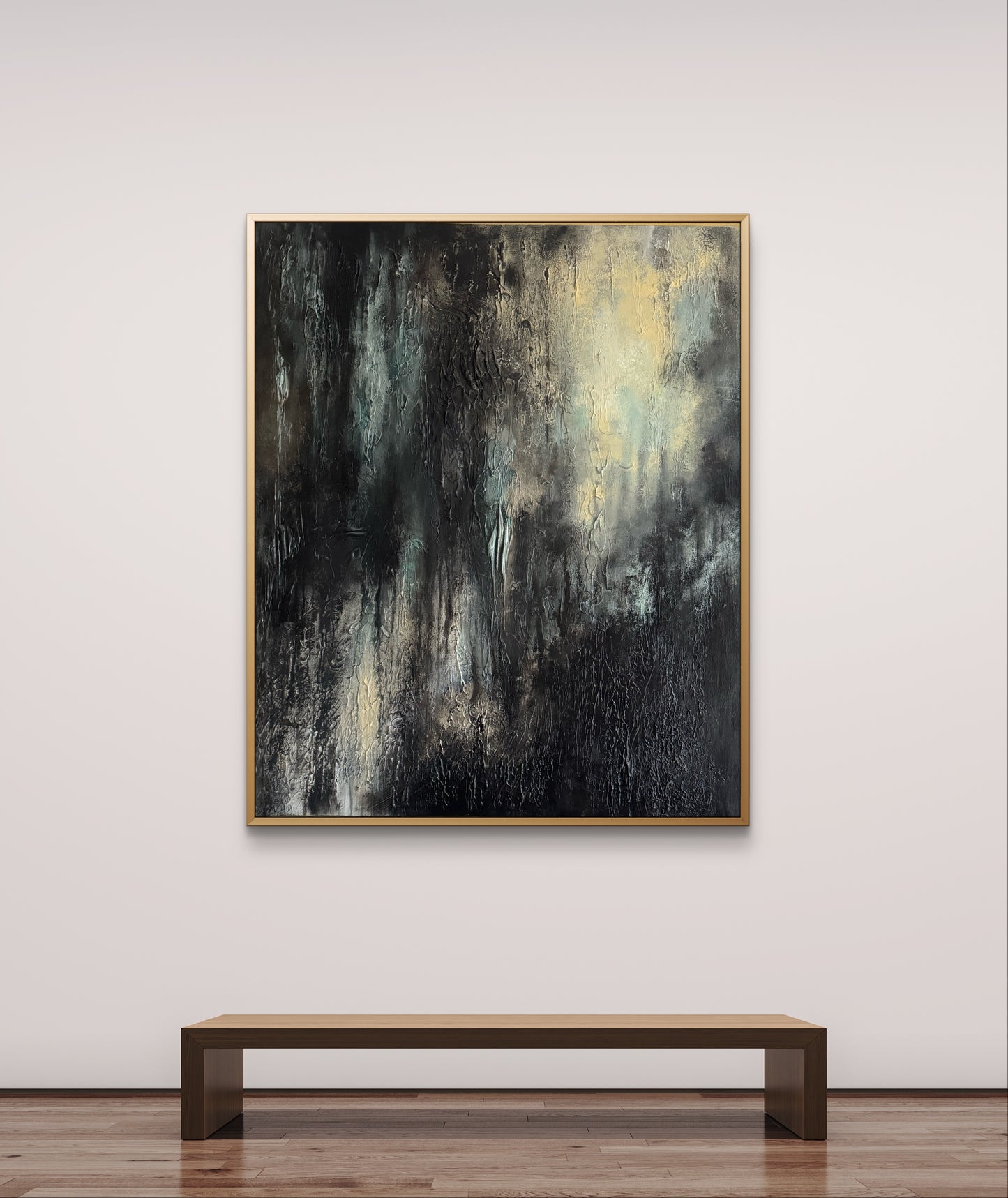 Großes abstraktes Gemälde Schwarz - Beige - Unikat - handgemalt - original Wandkunst