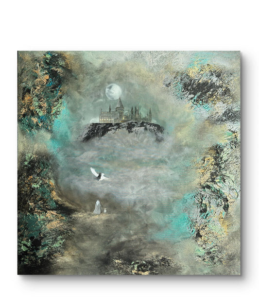 Acrylgemälde Harry Potter Dumbledore Dobby - 90 cm x 90 cm - Unikat - Original Kunstwerk handgemalt - Kunst auf Leinwand - Hogwarts