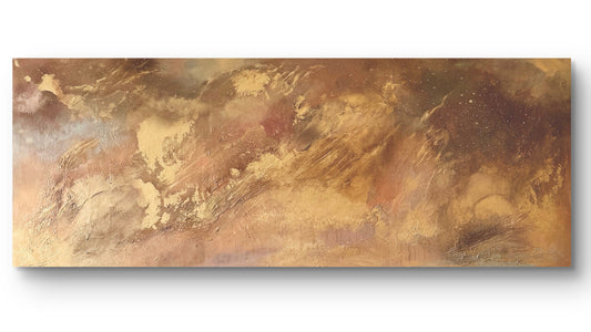 Abstraktes Originalgemälde in Braun, Gold & Bronze – Acryl auf Leinwand 160 × 50 cm – Handsigniert