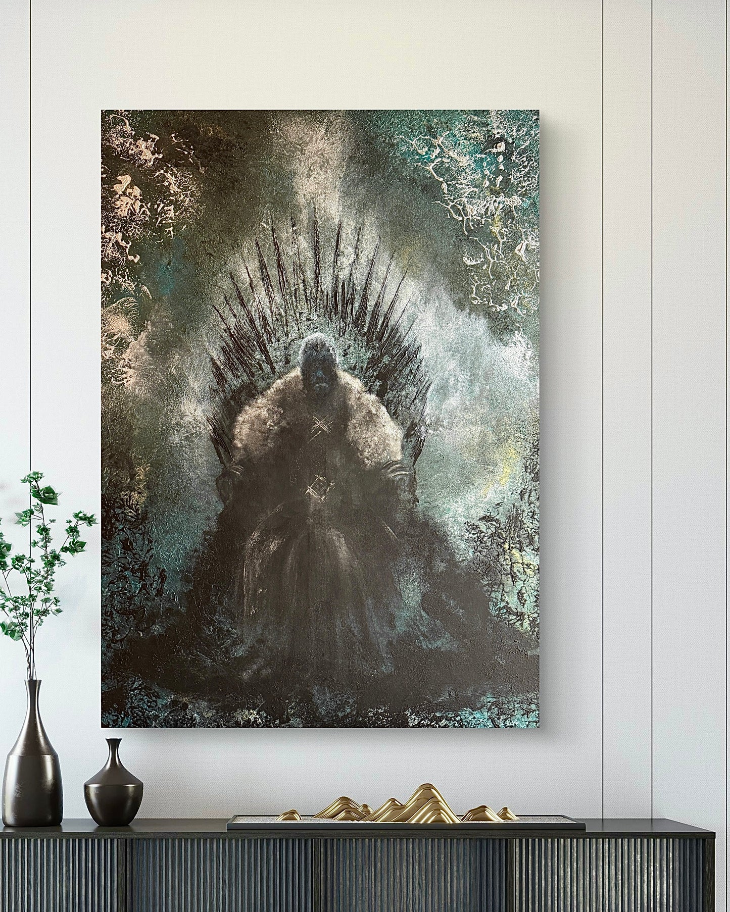 Fantasy Originalgemälde – Jon Schnee, König der Sieben Königslande – Acryl auf Leinwand 100 × 70 cm – Handsigniert