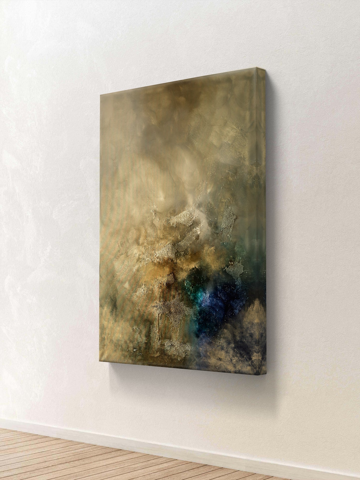 Abstraktes Gemälde 70x100 cm – Original Acrylbild mit Struktur & Gold – Moderne Wandkunst – Where the Ruins Dream