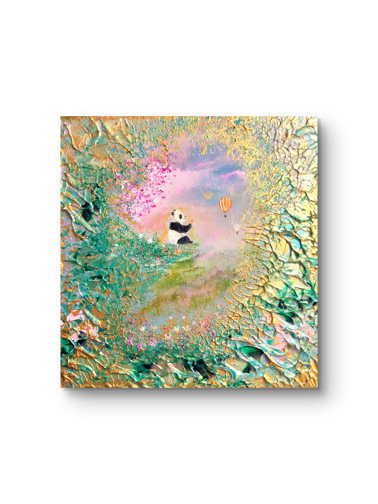 Dreams Take Flight – Handgemaltes Panda Gemälde 20 × 20 cm | Original Acrylmalerei | Kinderzimmer Wandbild | Hope & Light Collection