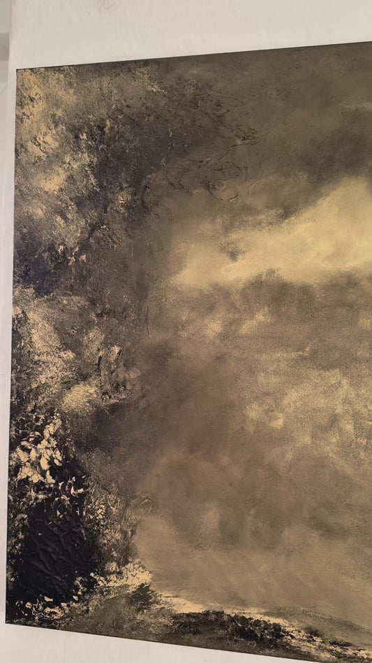 Fantasy Originalgemälde – Zauberer, Drache & Turm – Acryl auf Leinwand 70 × 100 cm – Handsigniert